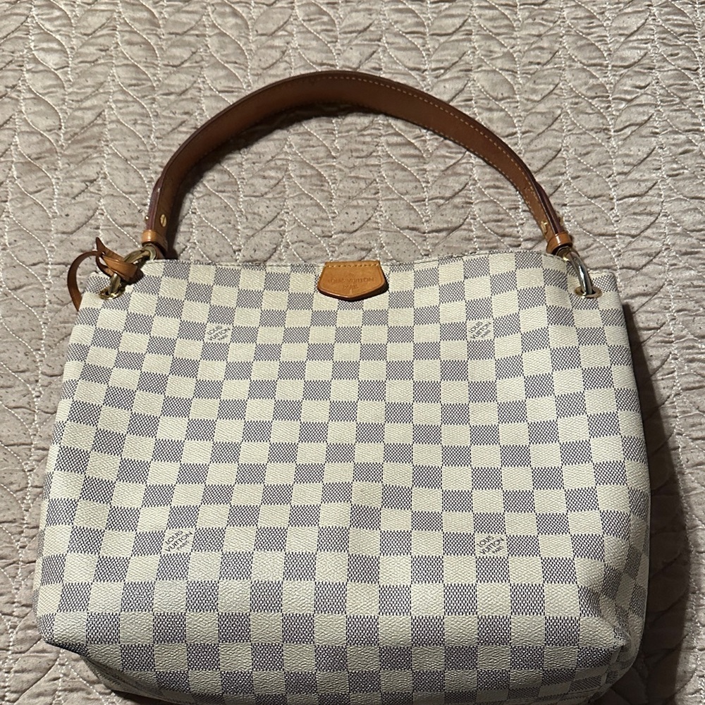 Louis Vuitton Checkered Shoulder Bag - Brown and Gray
